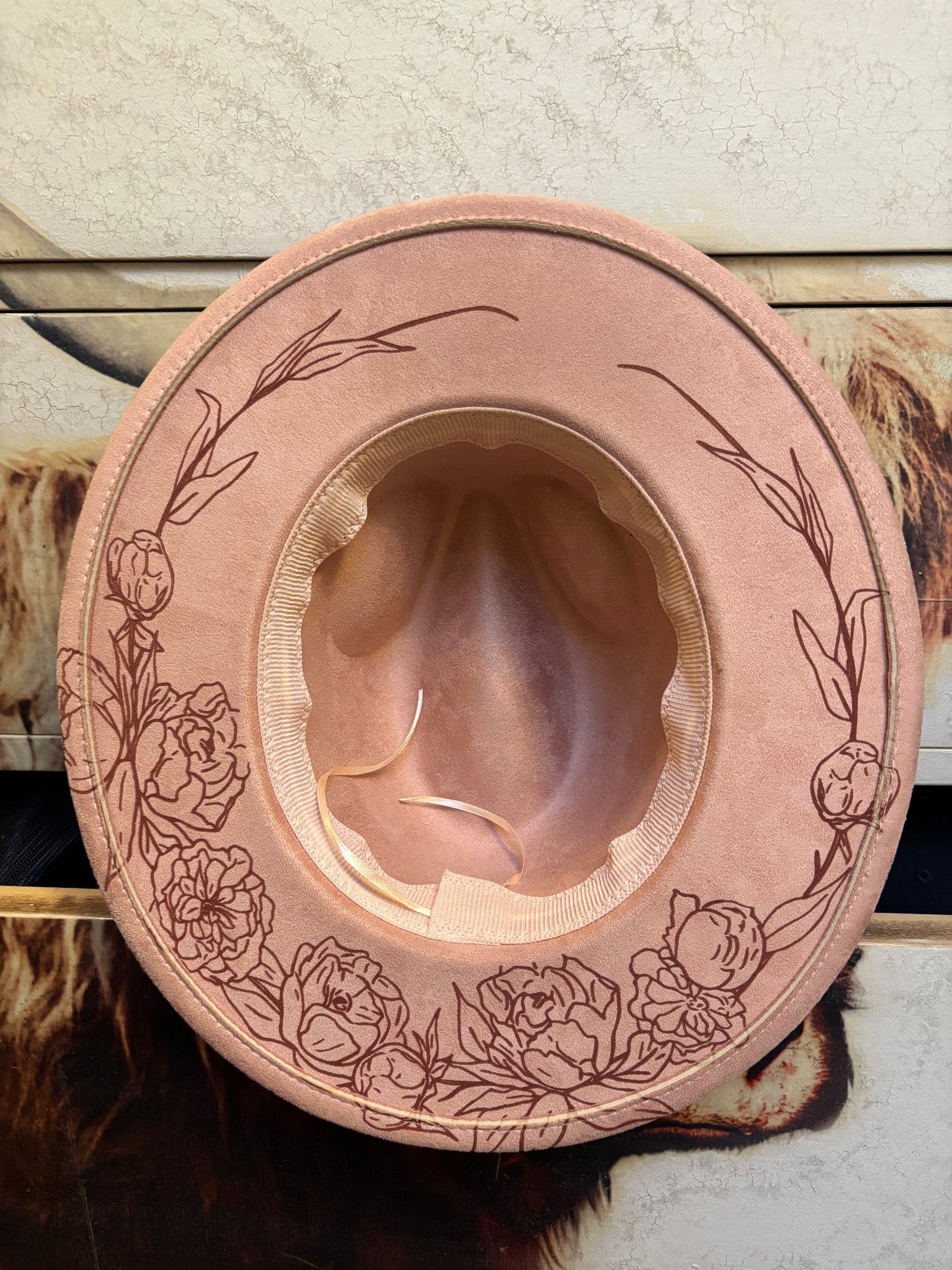 Pink Floral Dream -Youth short brim fedora hat