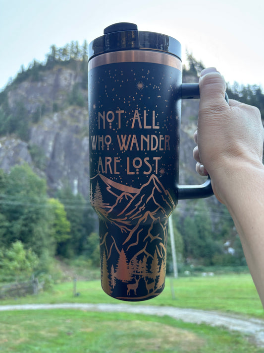 Wander- 40oz black/copper laser engraved Tumbler