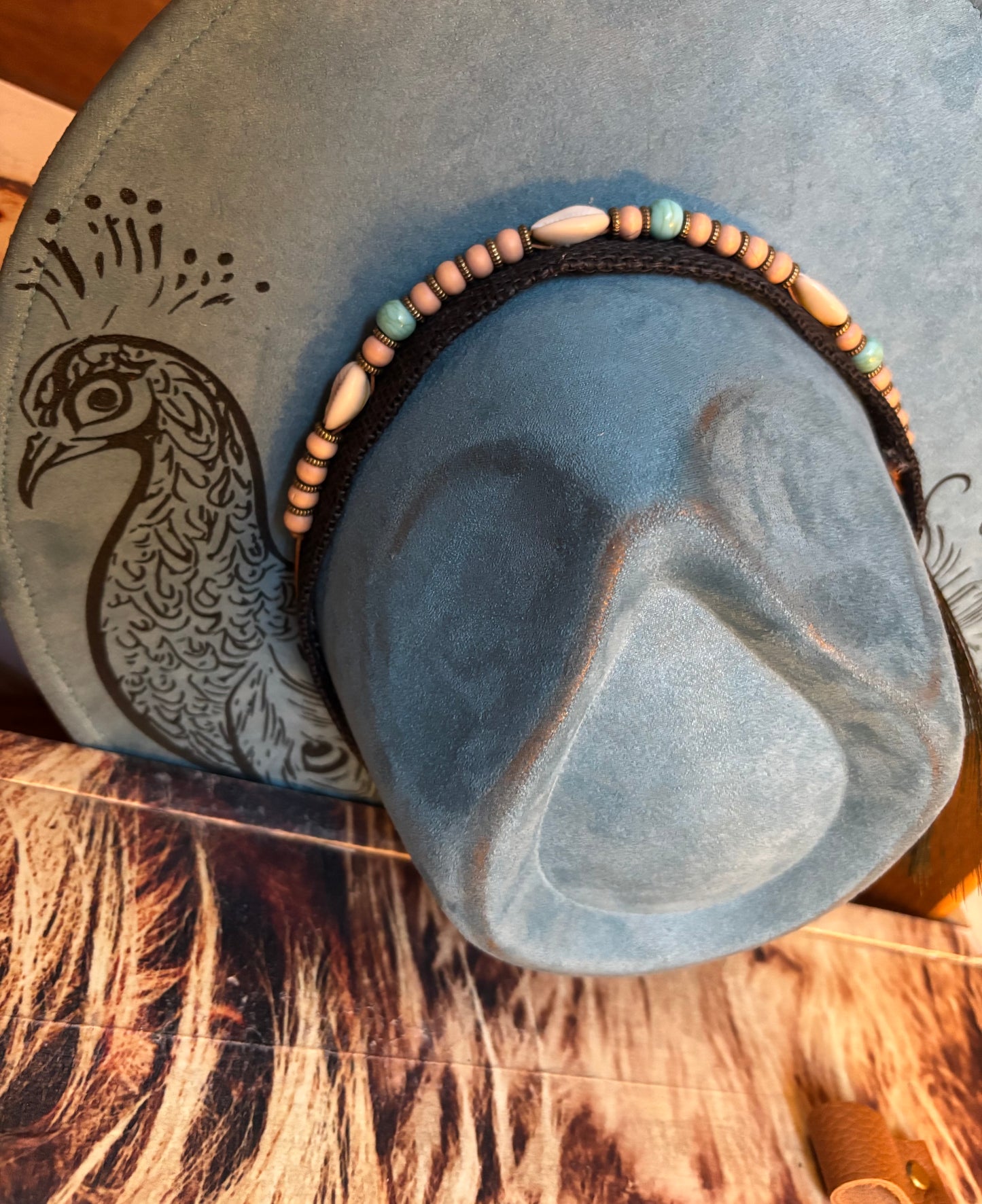 Peacock Mandala - wide brim fedora hat