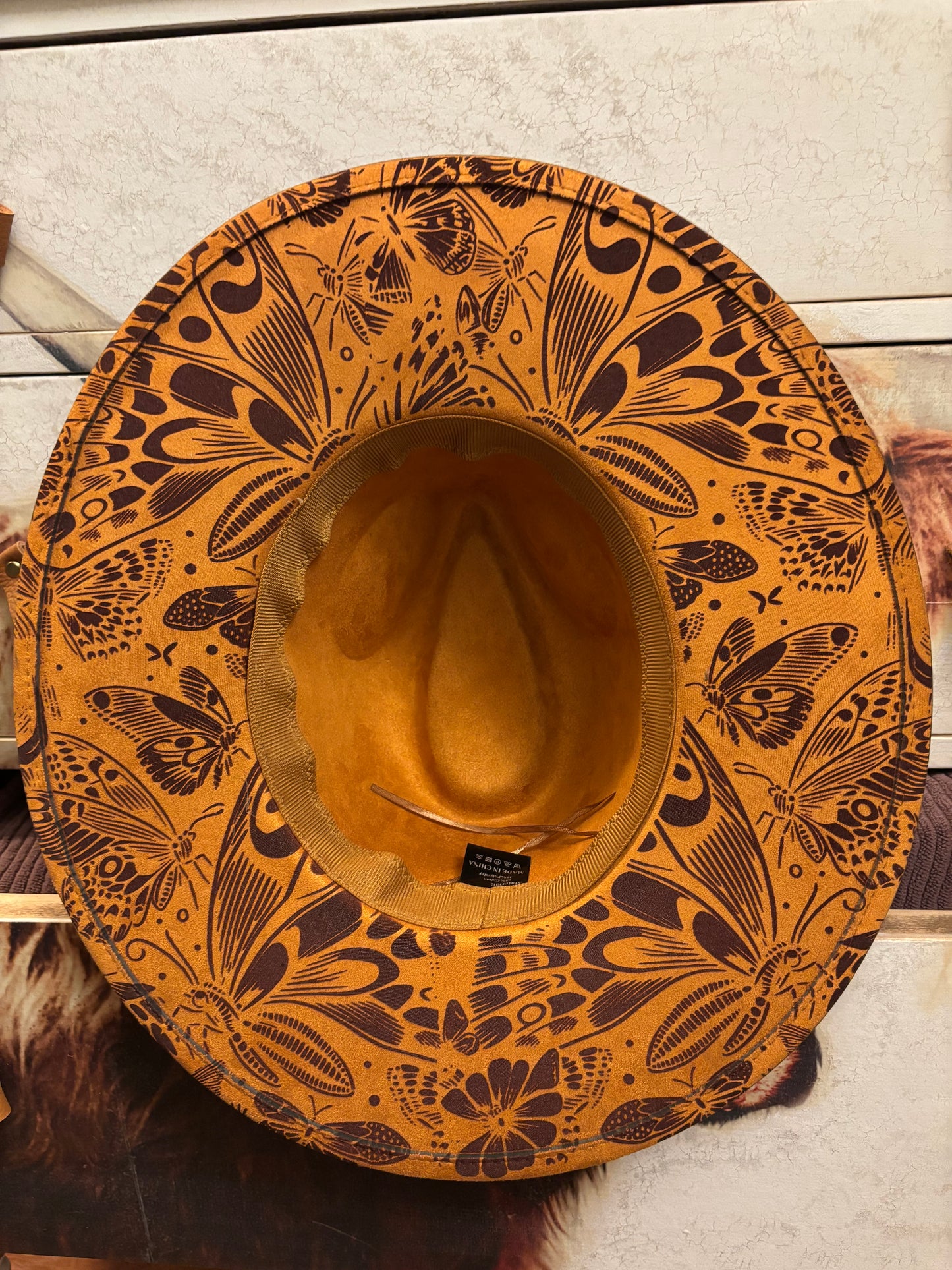 Entomology on Display- wide brim fedora hat