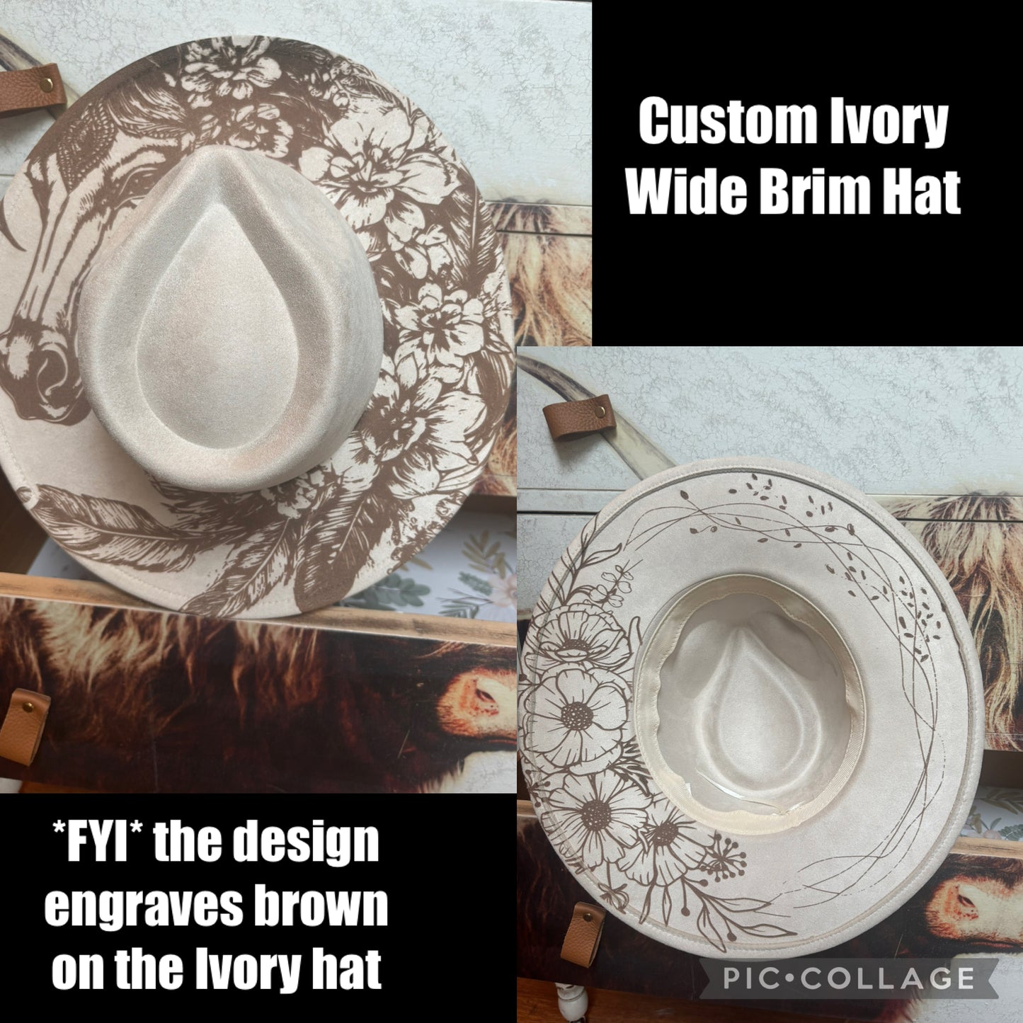 Custom Design - wide brim fedora hat