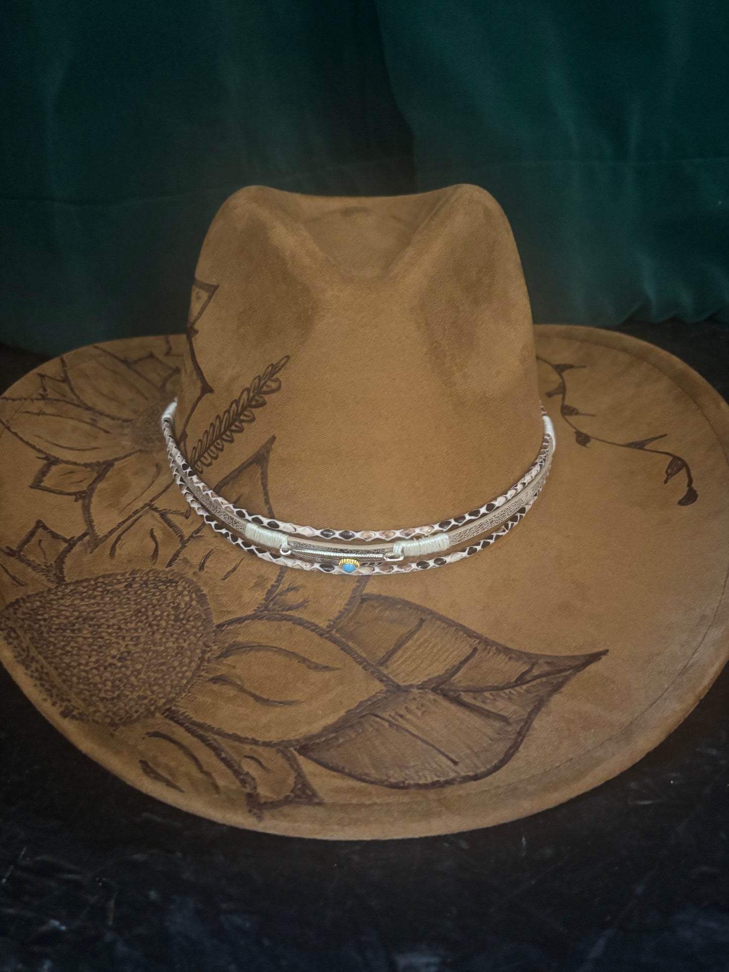 Wild Flowers & Wild Horses- wide brim cowboy hat
