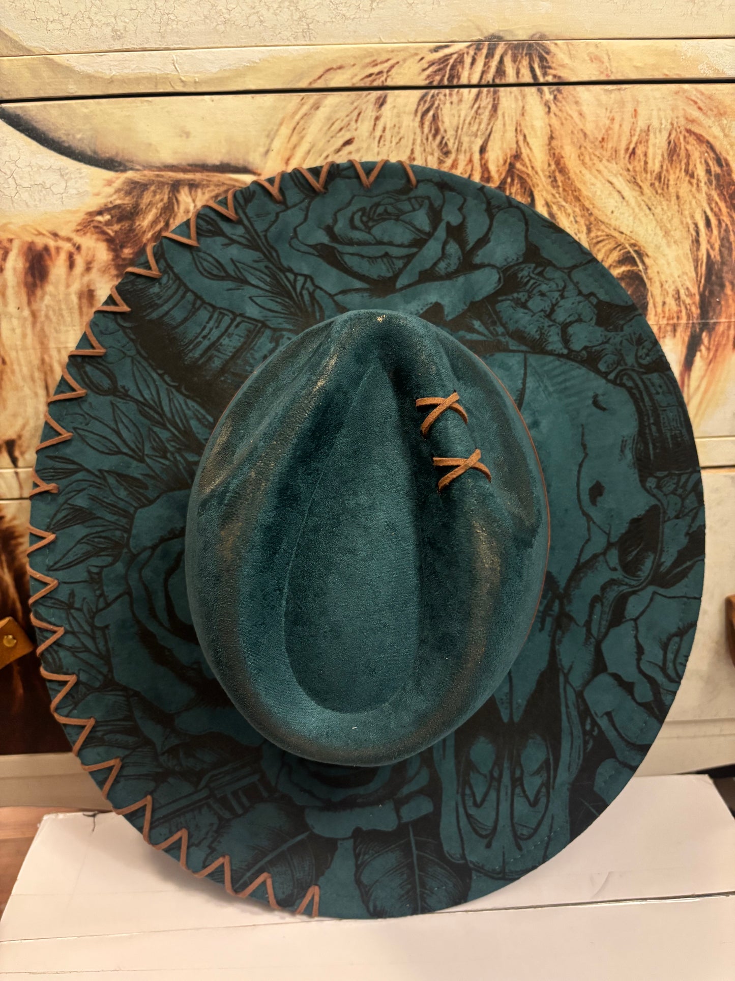 Skulls & Roses-wide brim fedora hat