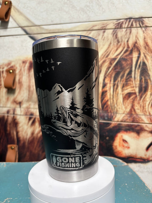 Gone Fishing- 20oz Laser Engraved Tumbler