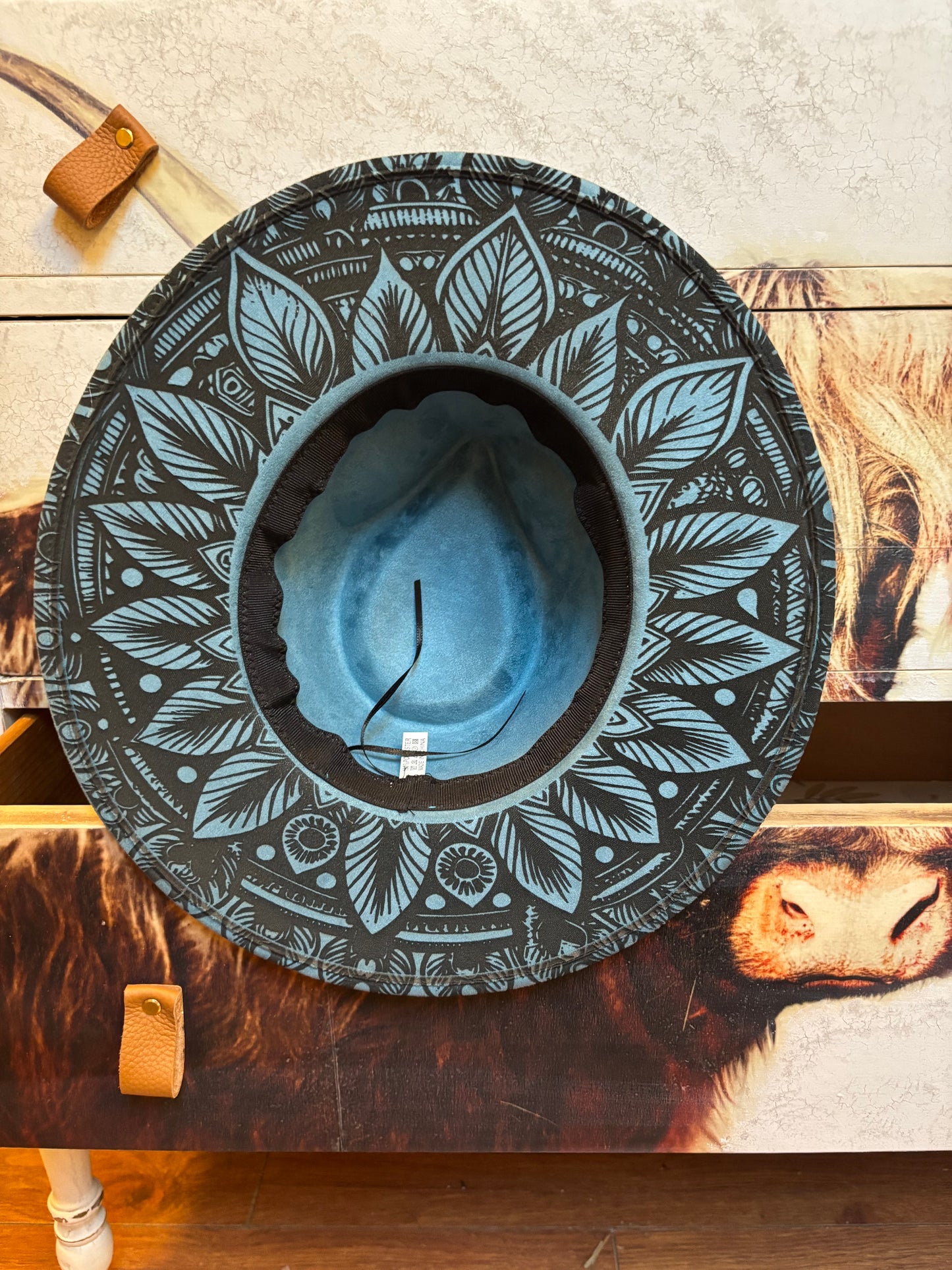 Peacock Mandala - wide brim fedora hat