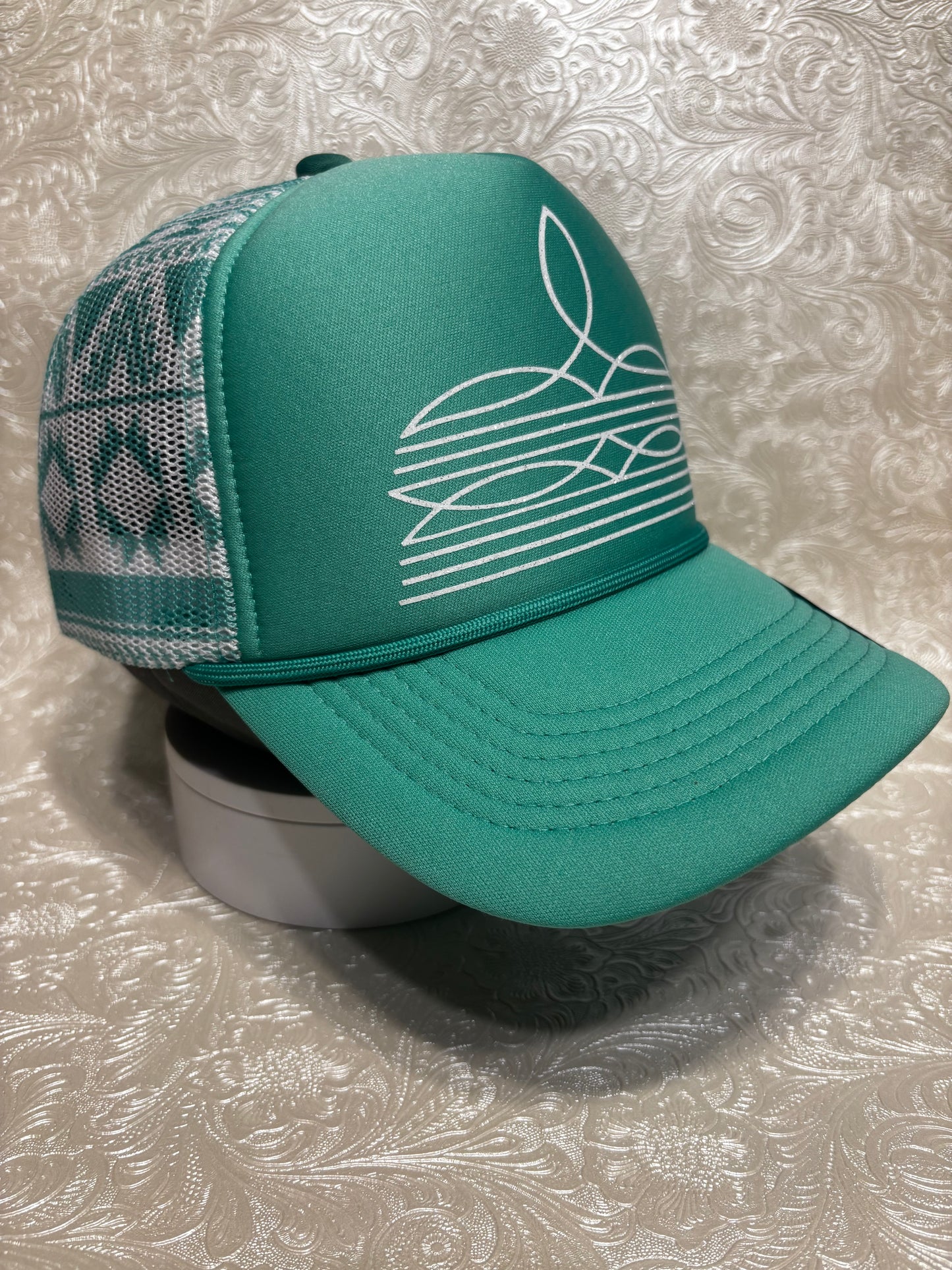 Boot Stitch - Turquoise Aztec Trucker Hat