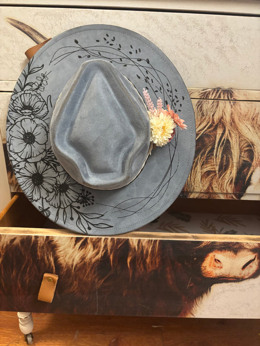 Floral Steed II - wide brim fedora hat