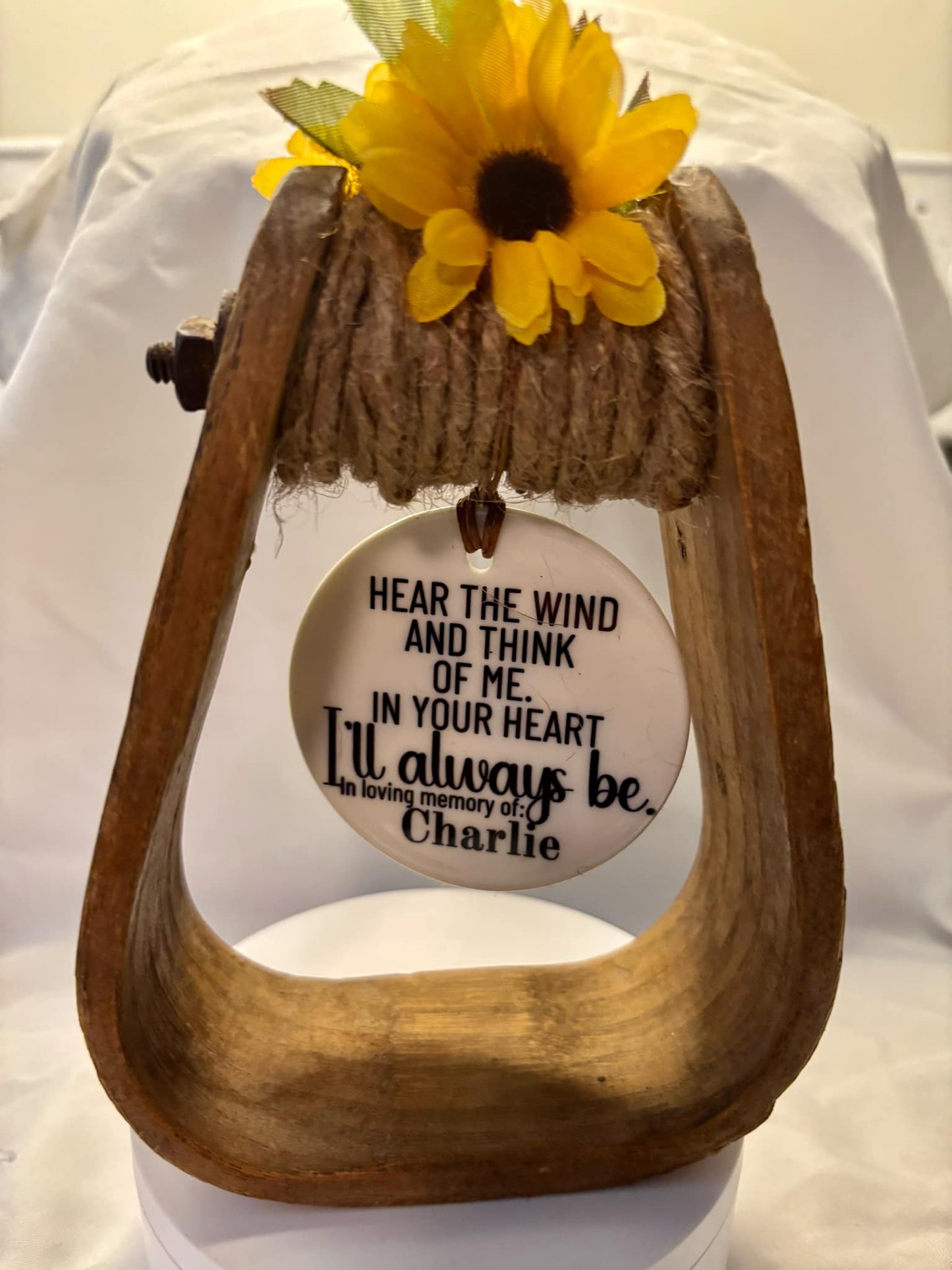Equine Memorial Stirrup Shelf Sitter- ***Stirrup provided by customer***