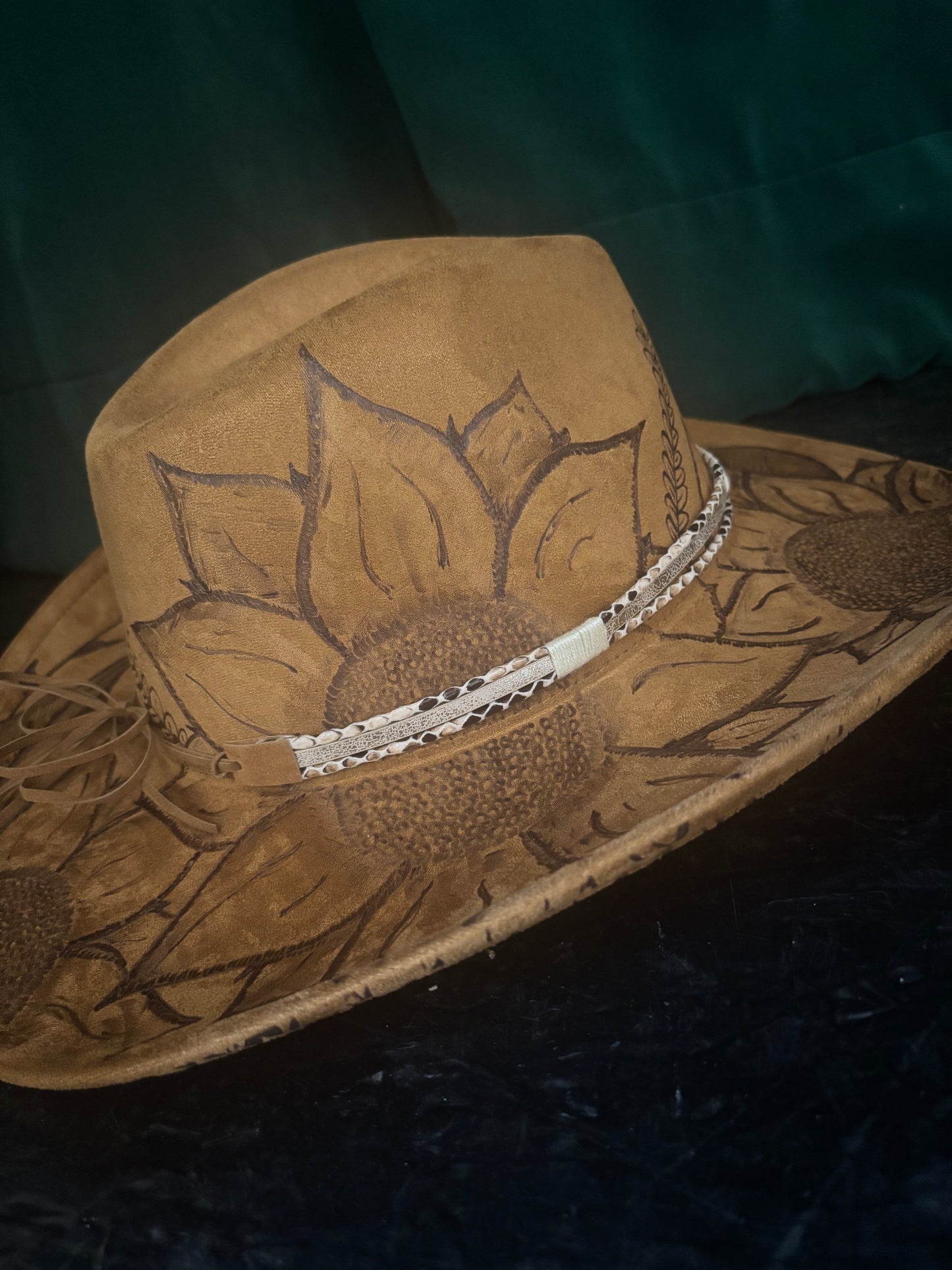Wild Flowers & Wild Horses- wide brim cowboy hat
