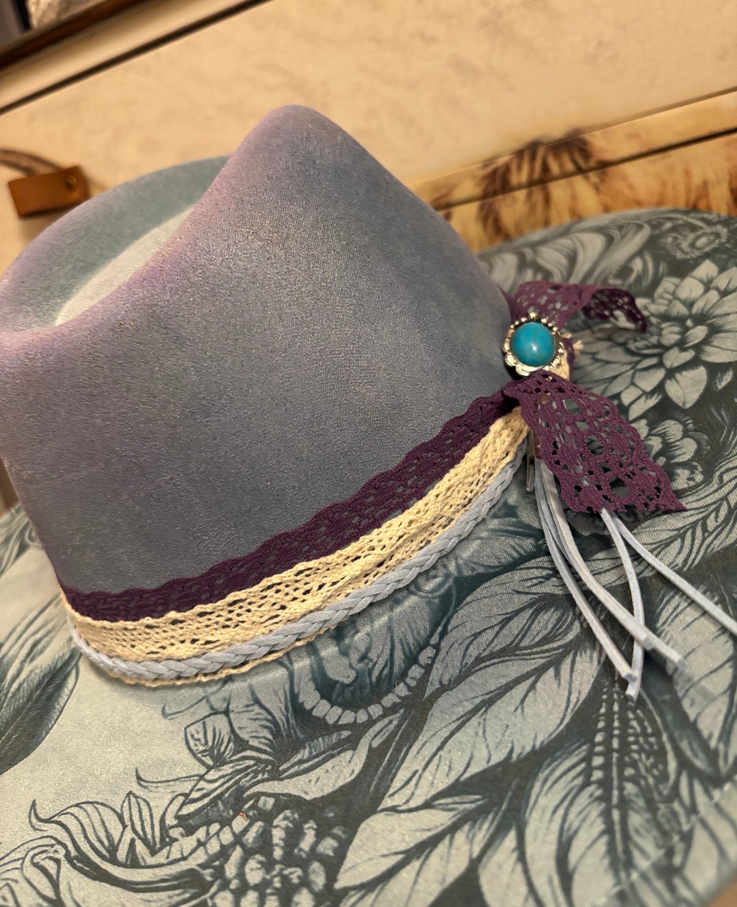 Mystic Floral Steed - wide brim fedora hat