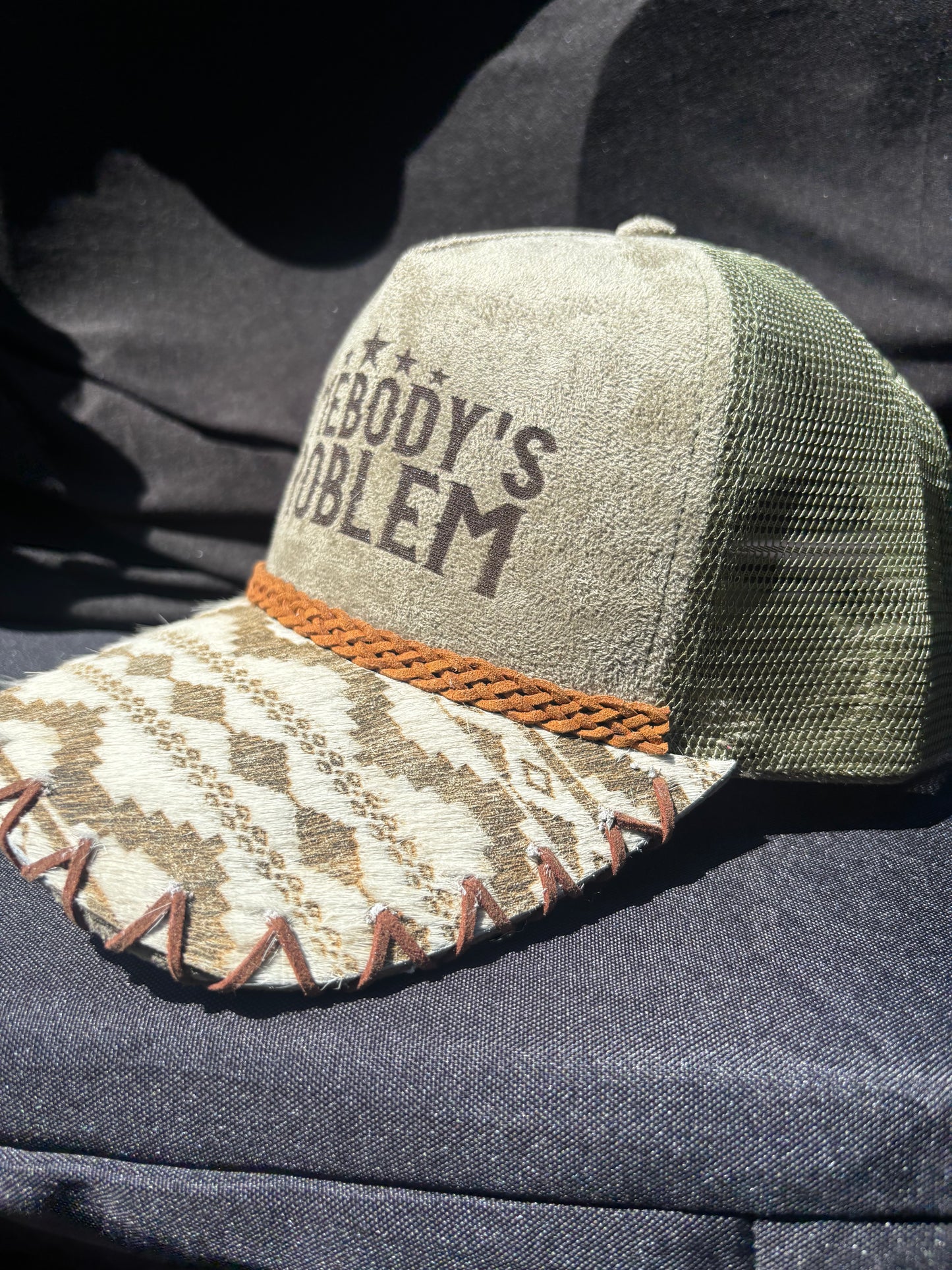 Somebody’s Problem - cowhide brim Suede Trucker Hat