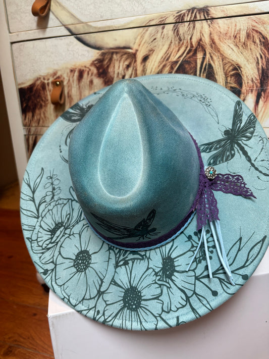 Mystic Dragonflies (water colour) - wide brim fedora hat