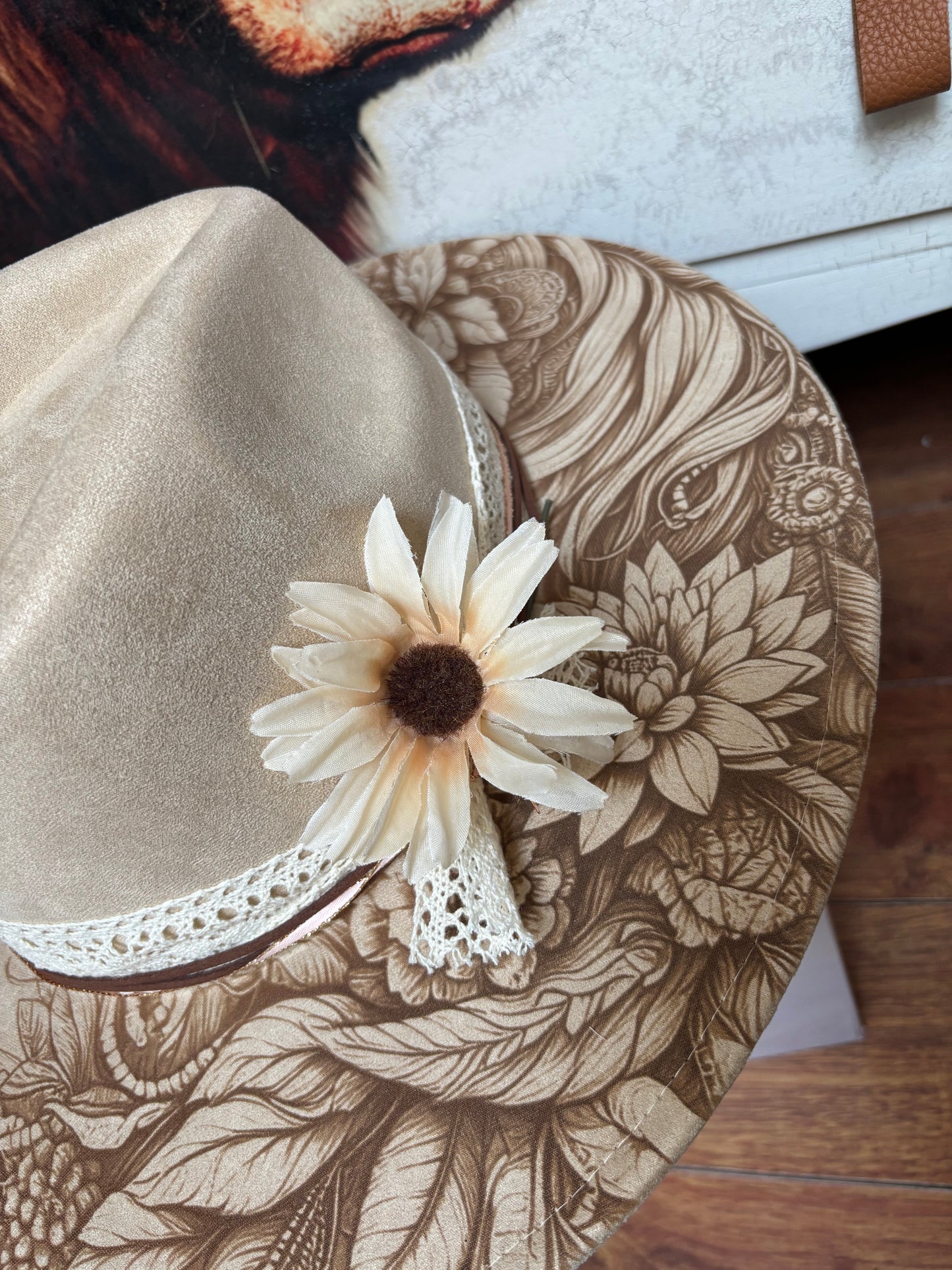 Floral Steed Dreamer- wide brim fedora hat