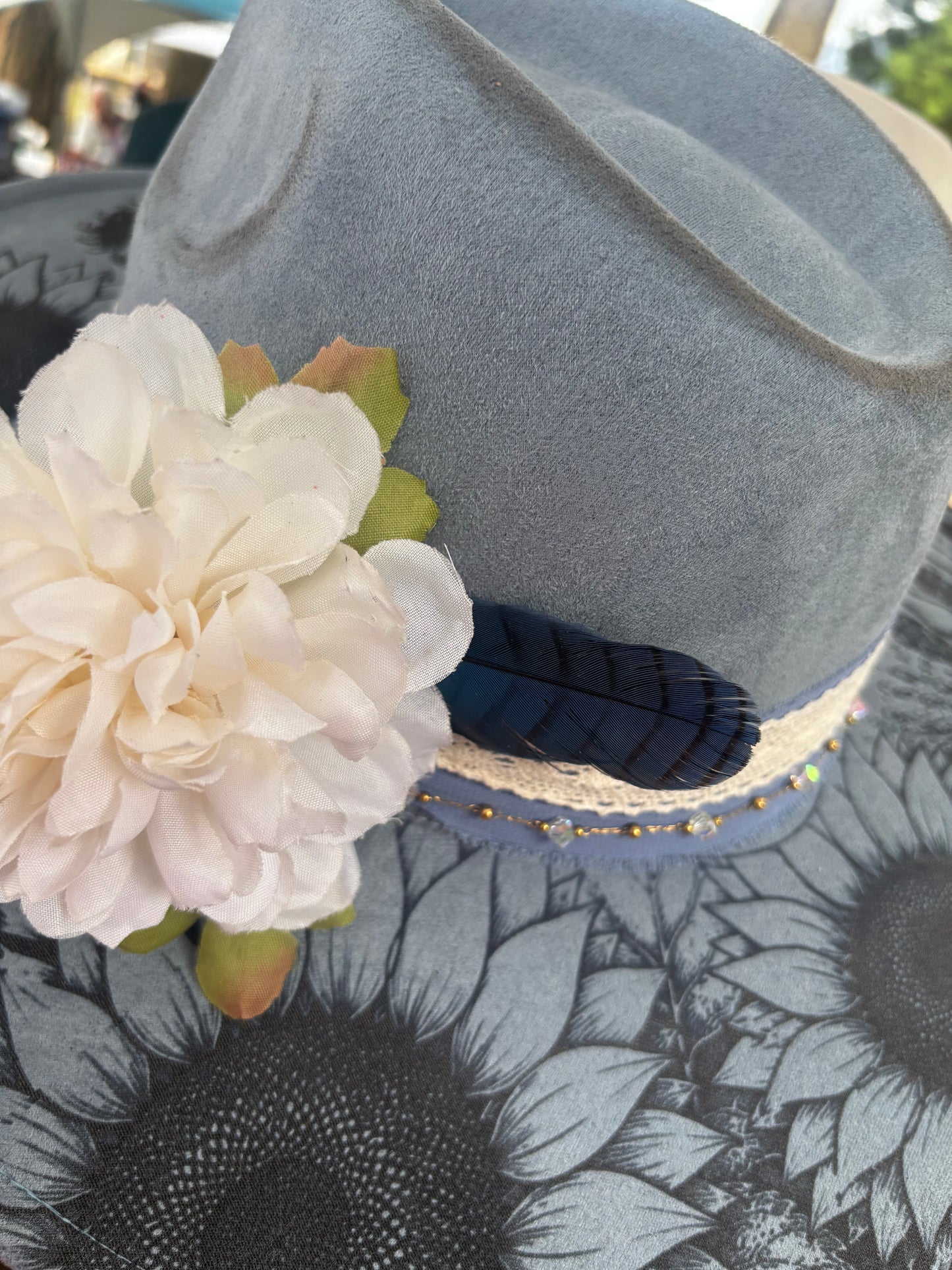 Sunflower Stampede - wide brim fedora hat