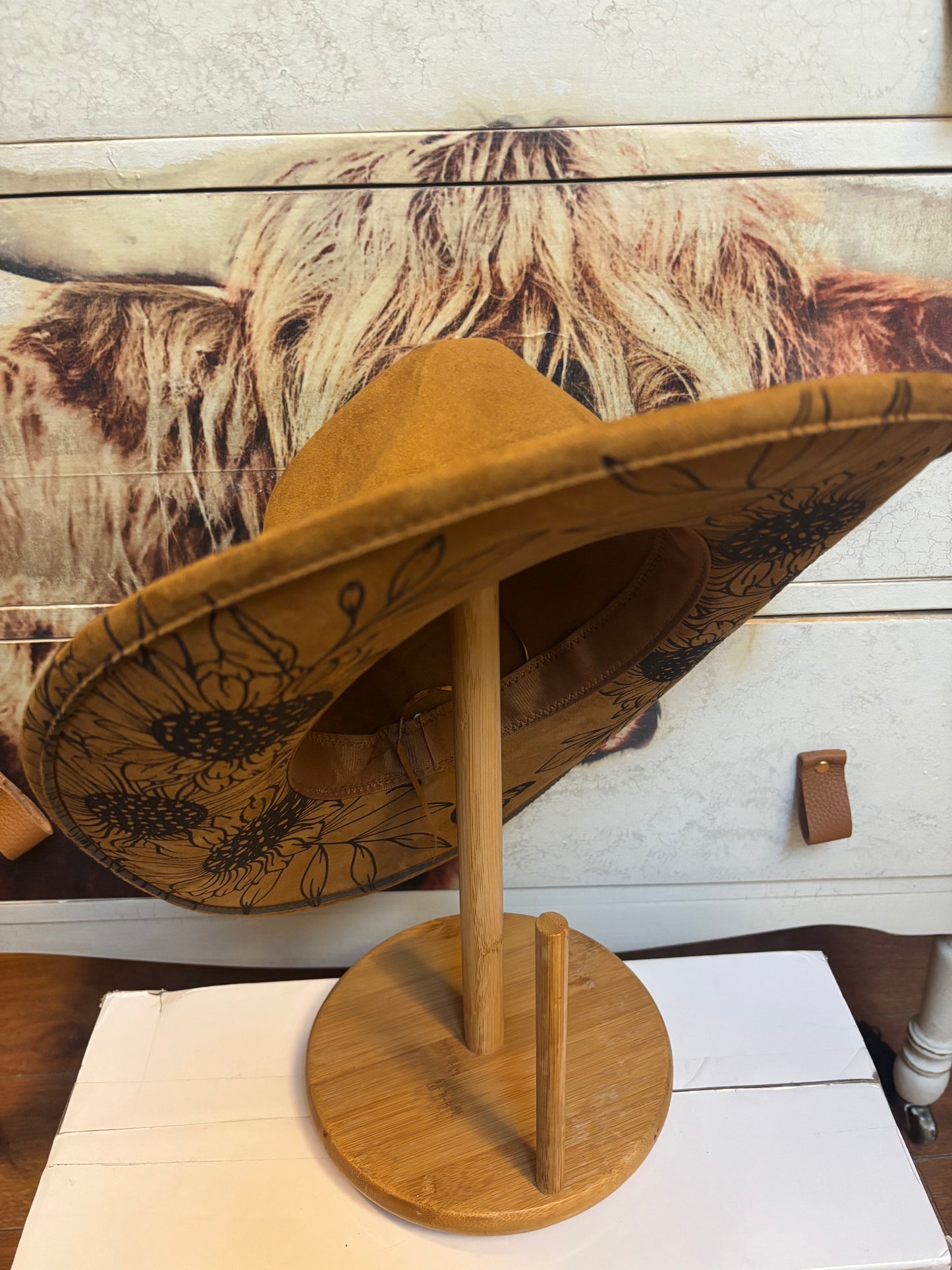 Highland Coo & Sunflowers- cowboy hat