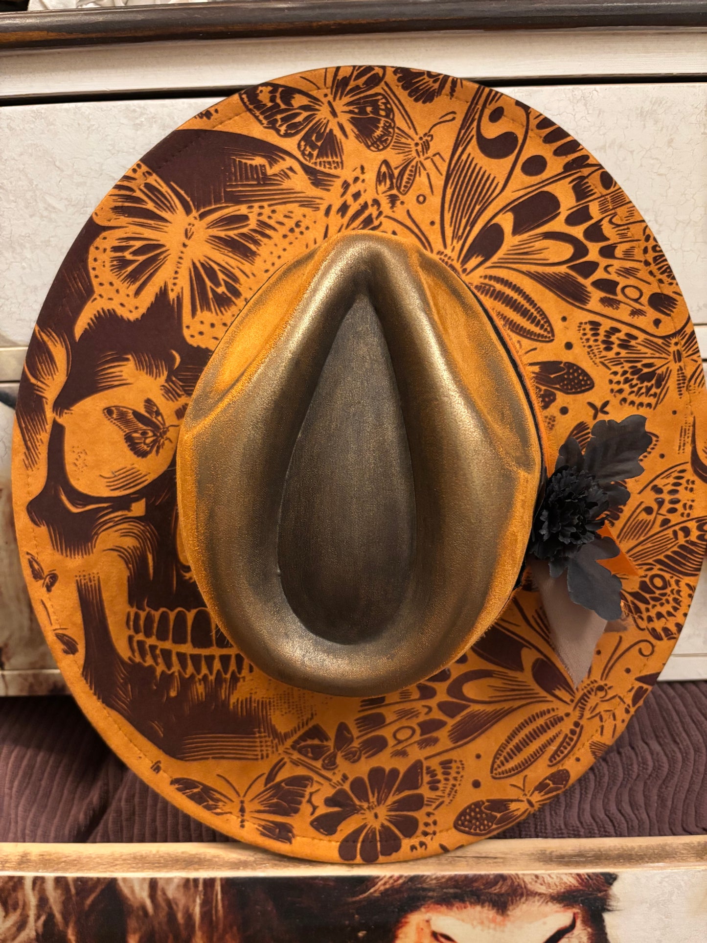 Entomology on Display- wide brim fedora hat