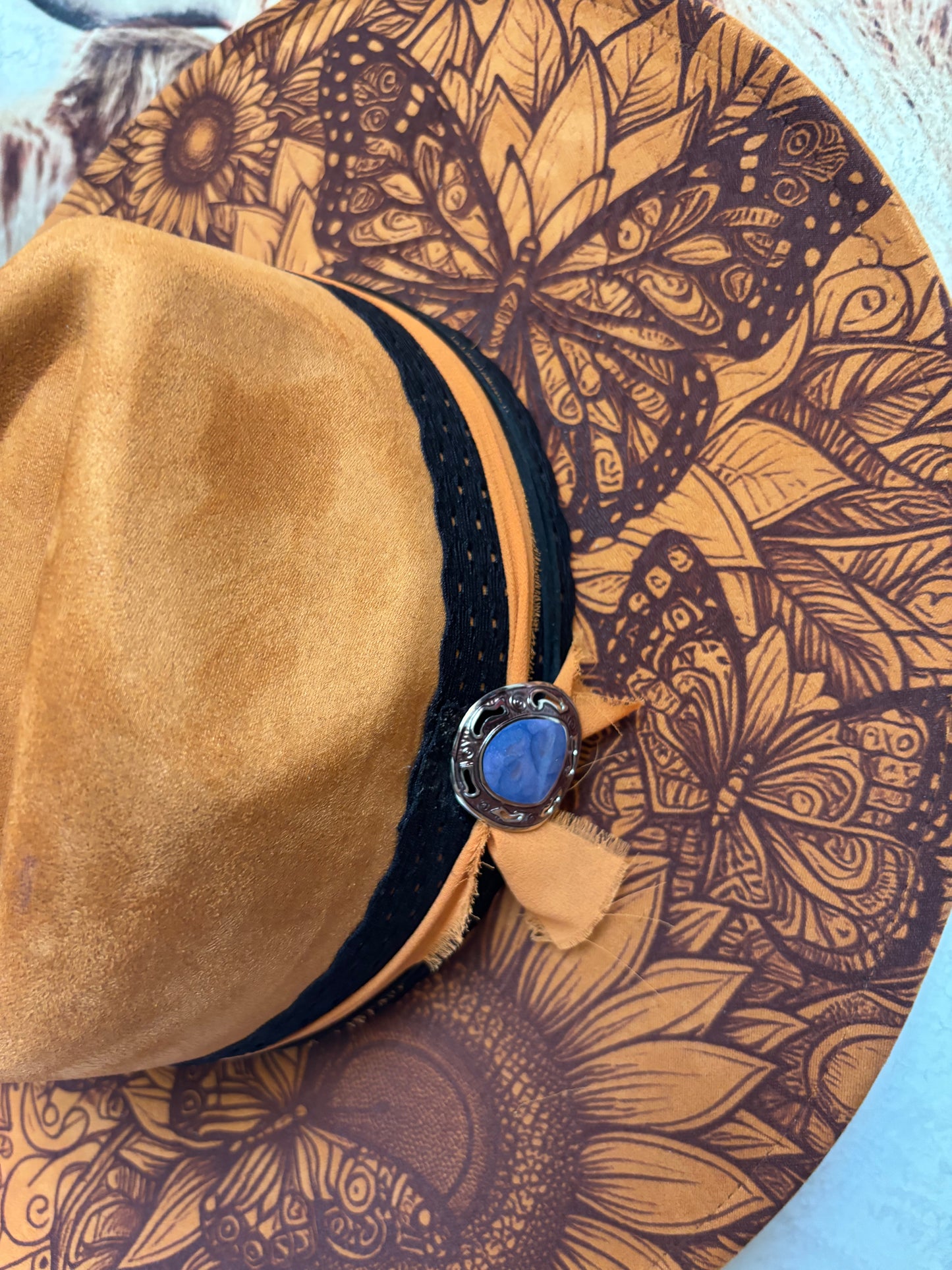 Autumn Sunflowers - wide brim fedora hat