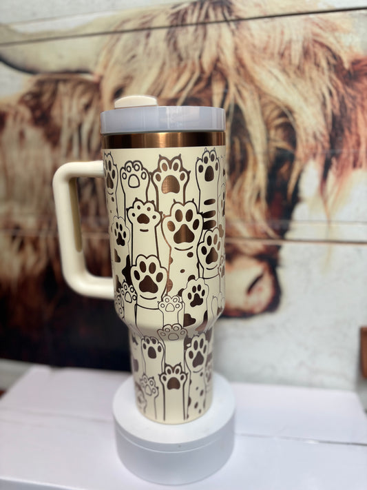 Cat Paws- 40oz laser engraved Tumbler