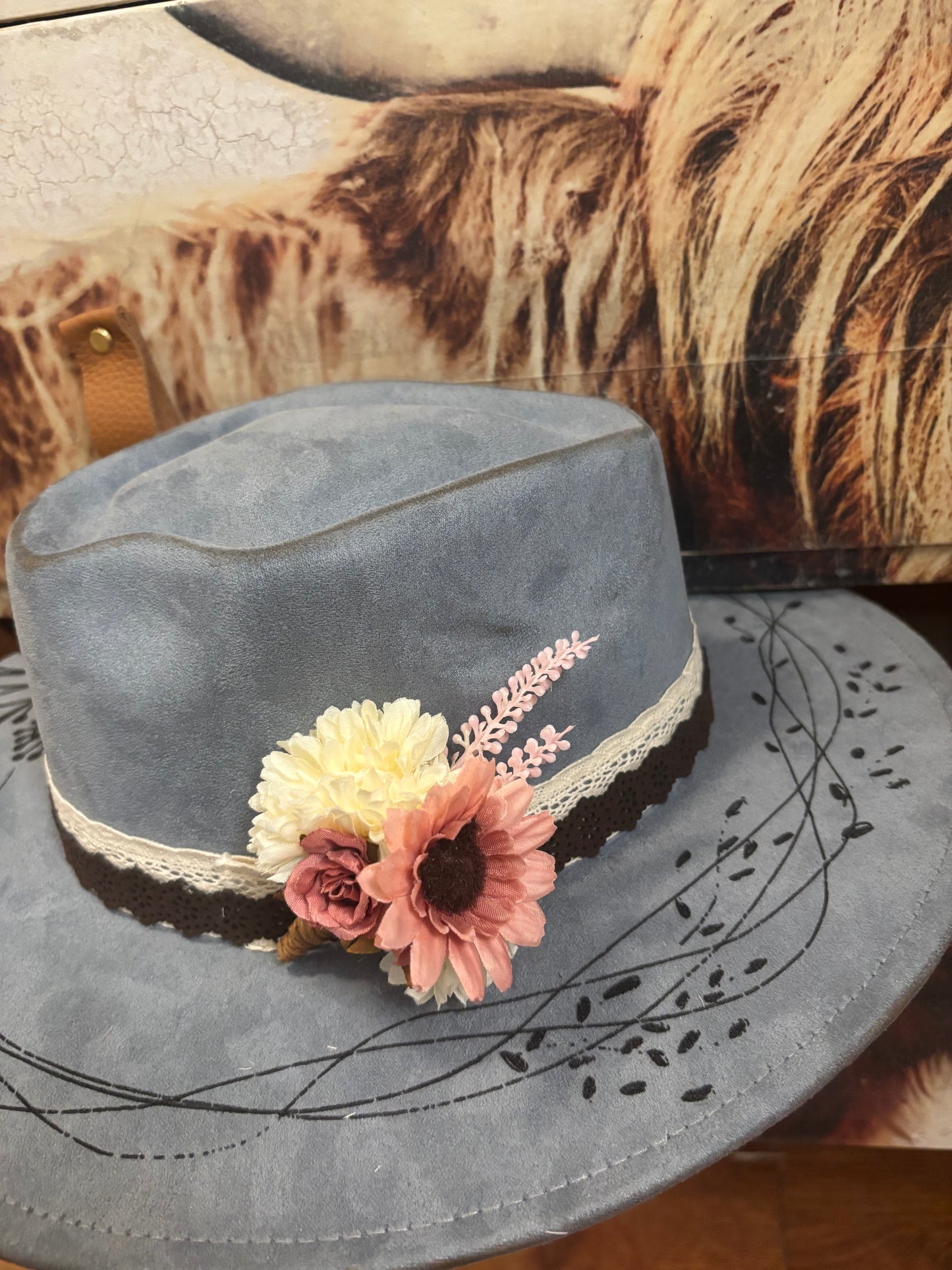 Floral Steed II - wide brim fedora hat