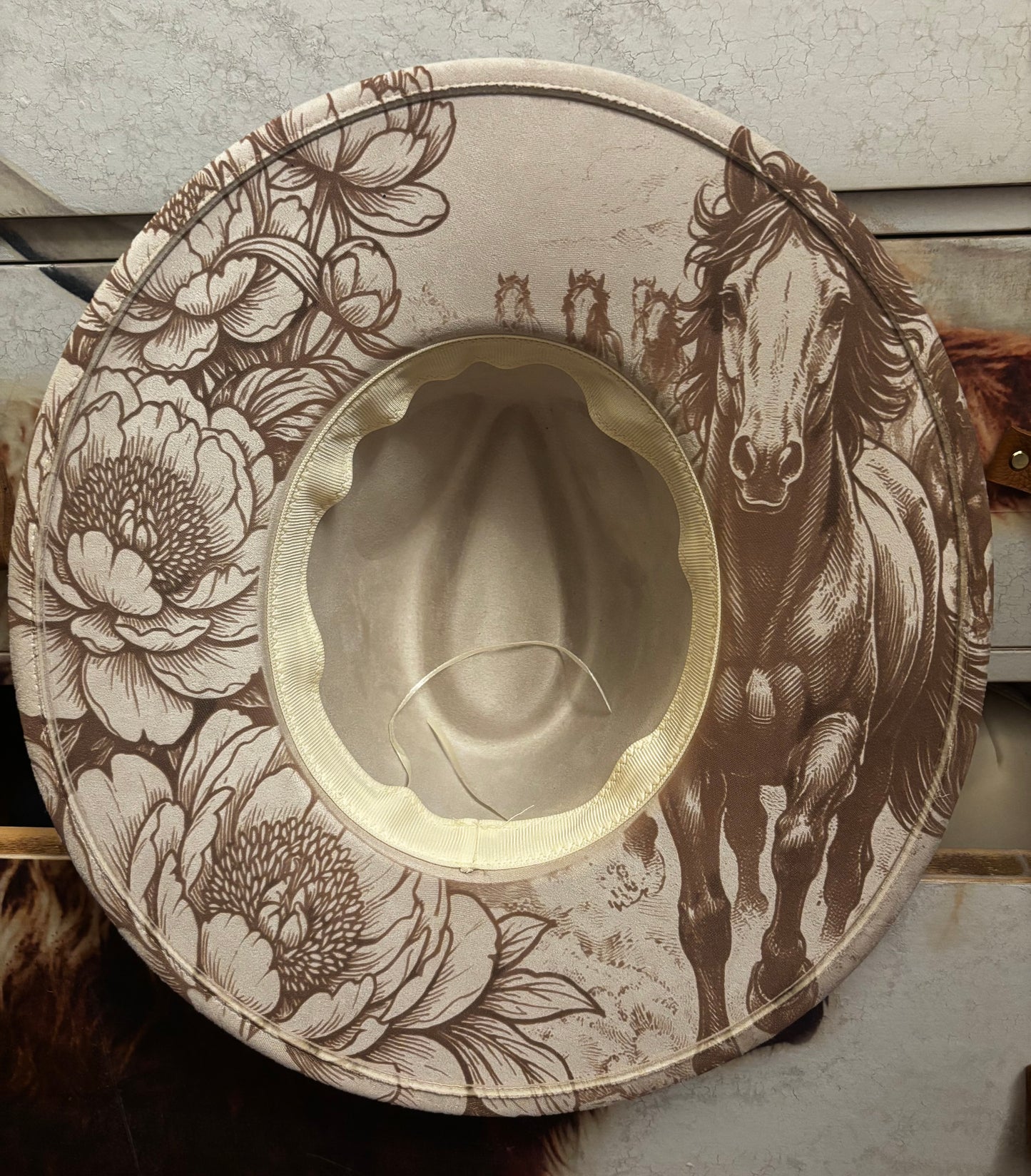 Wide Brim Fedora Hat - Peony Paradise