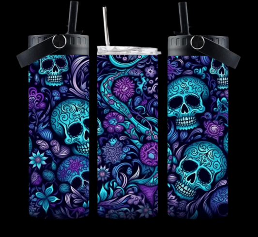 Sugar Skulls Vibrant- 20oz Dual Lid Tumbler