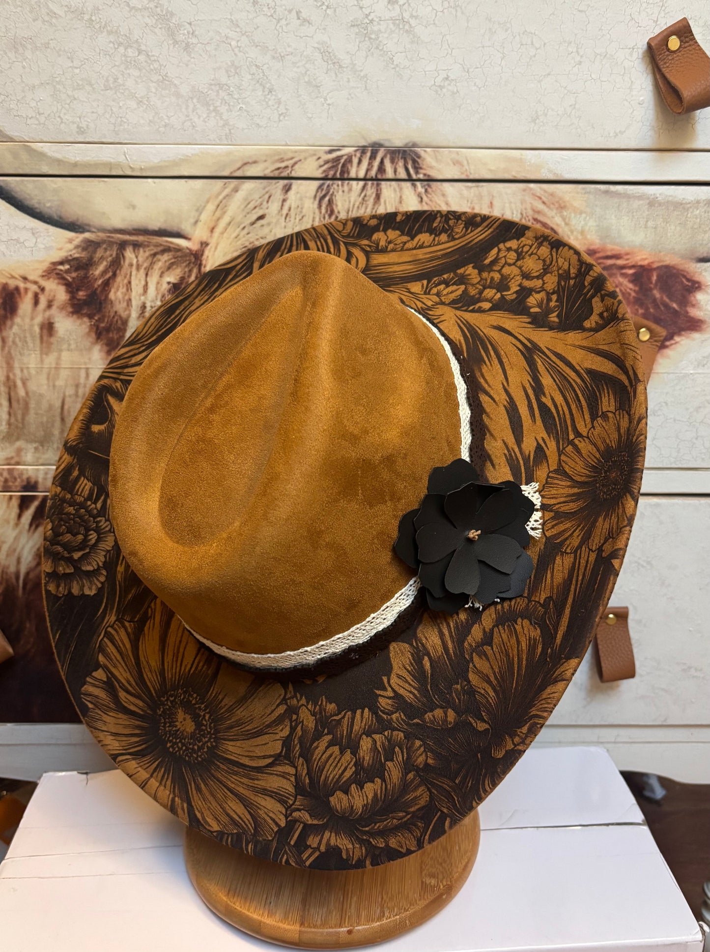 Highland Coo & Sunflowers- cowboy hat