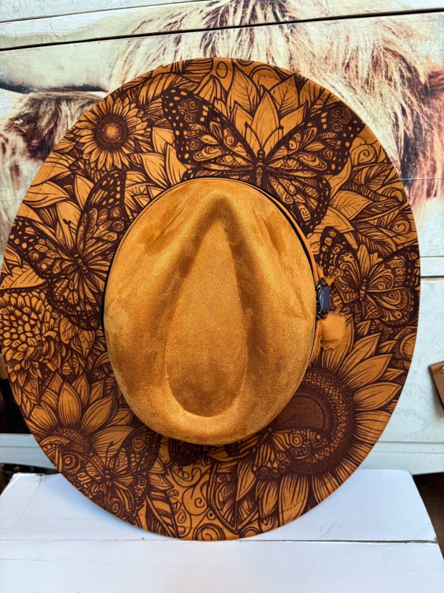 Autumn Sunflowers - wide brim fedora hat