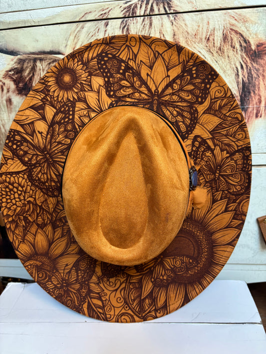 Autumn Sunflowers - wide brim fedora hat