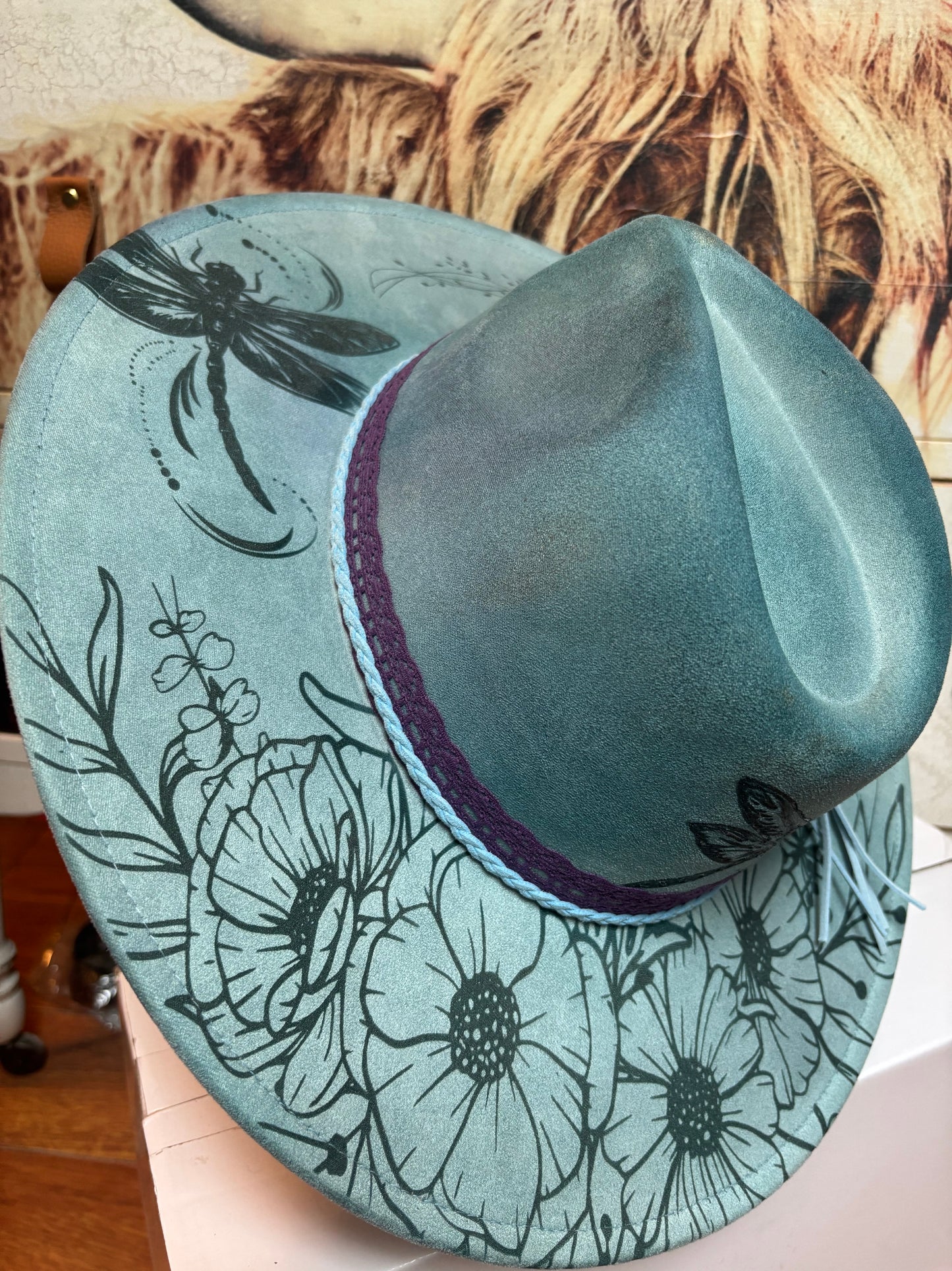 Mystic Dragonflies (water colour) - wide brim fedora hat