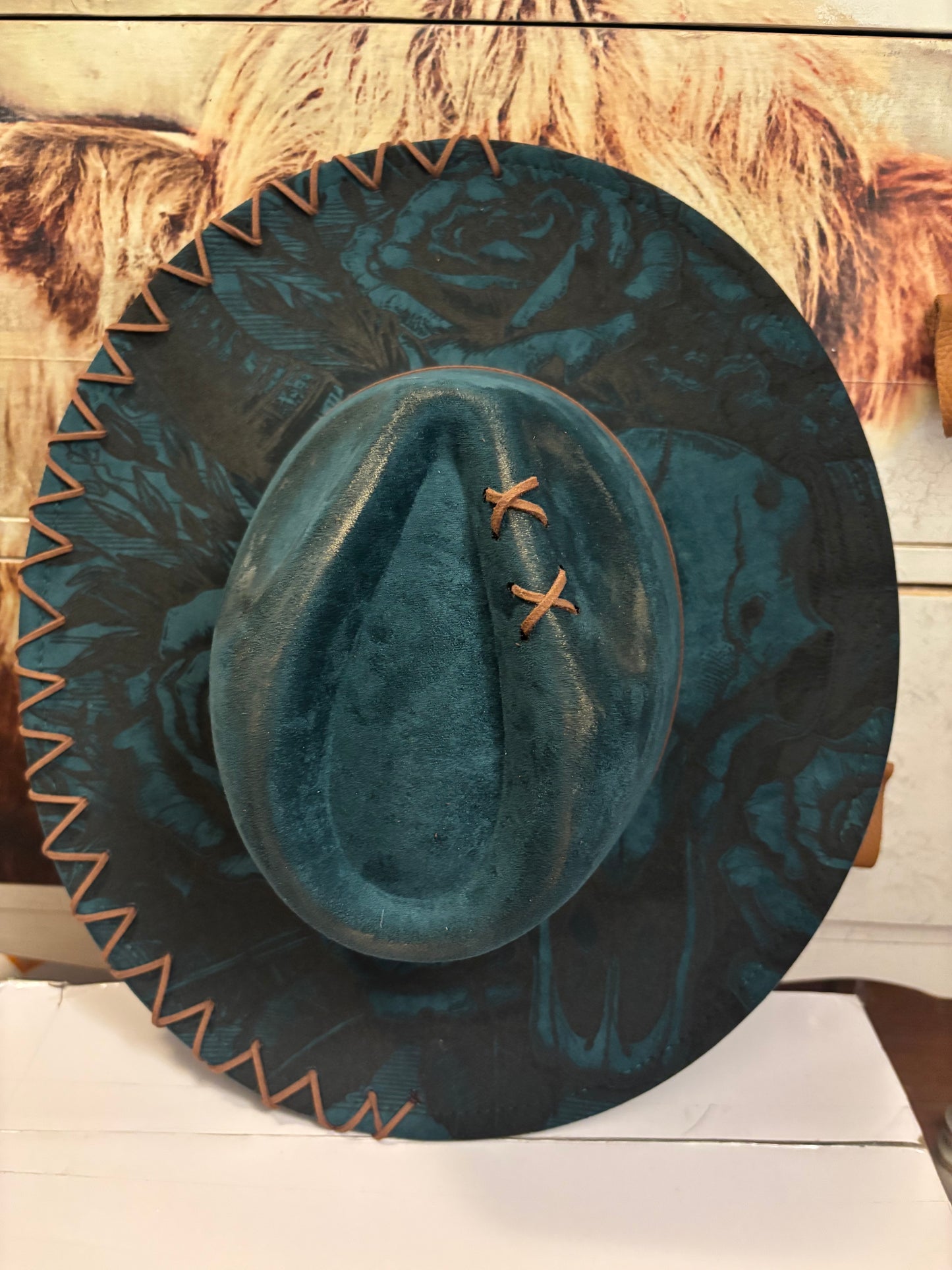 Skulls & Roses-wide brim fedora hat