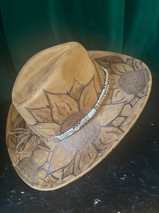 Wild Flowers & Wild Horses- wide brim cowboy hat