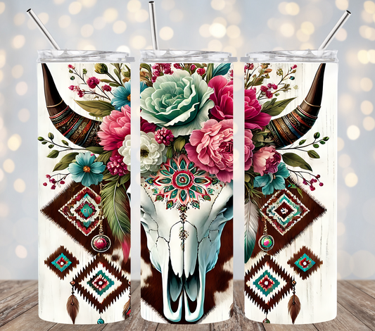 Boho cow skull - 20ozTumbler