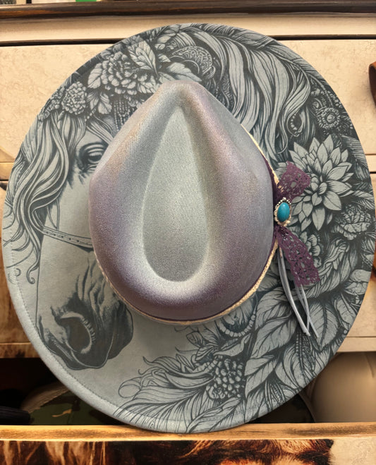 Mystic Floral Steed - wide brim fedora hat