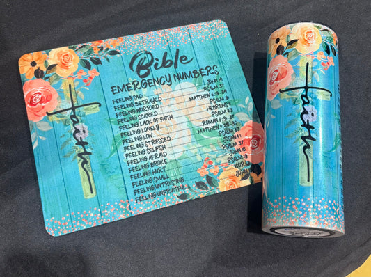 Tumbler and Mouse Pad Set- Faith