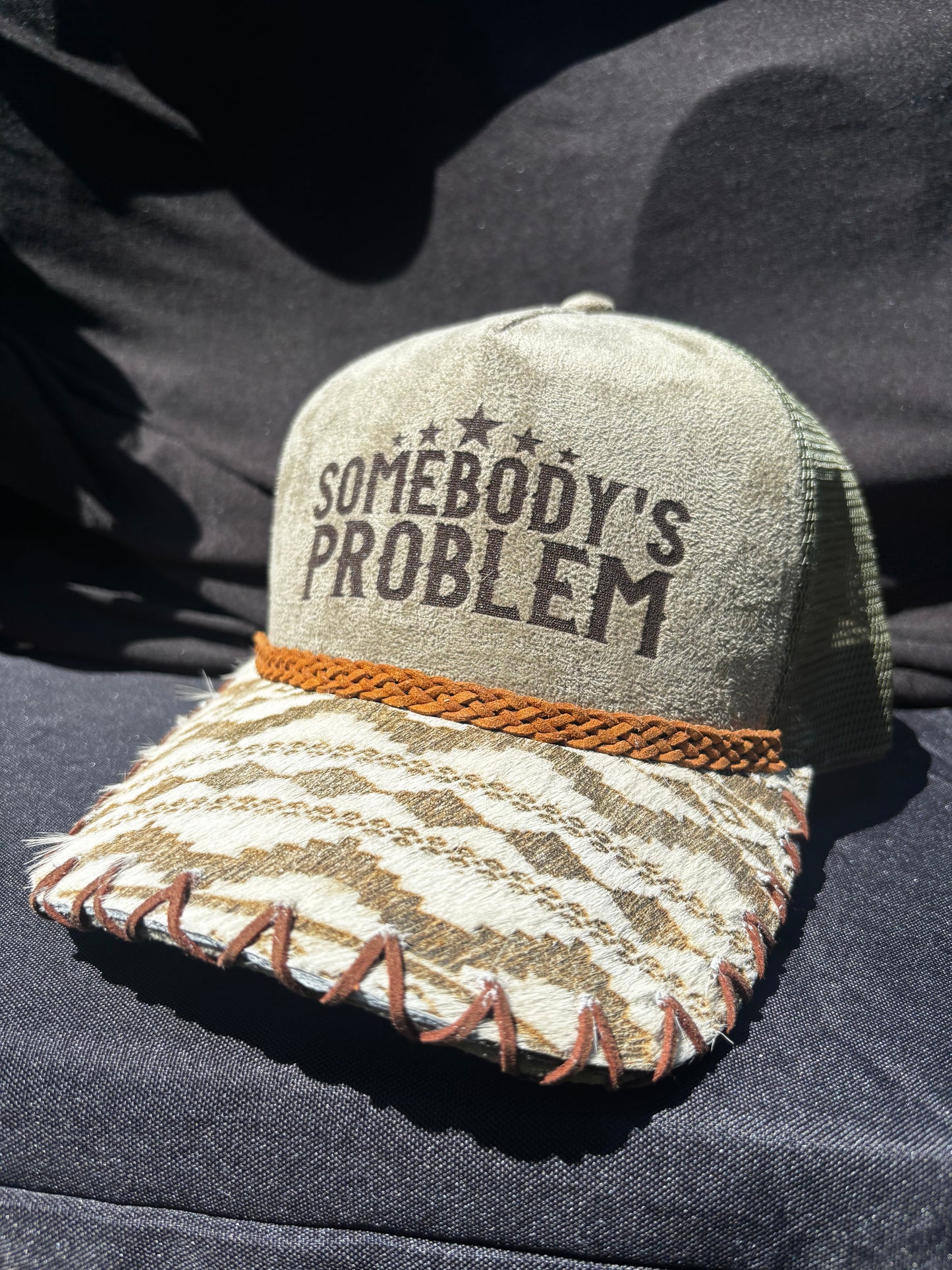 Somebody’s Problem - cowhide brim Suede Trucker Hat