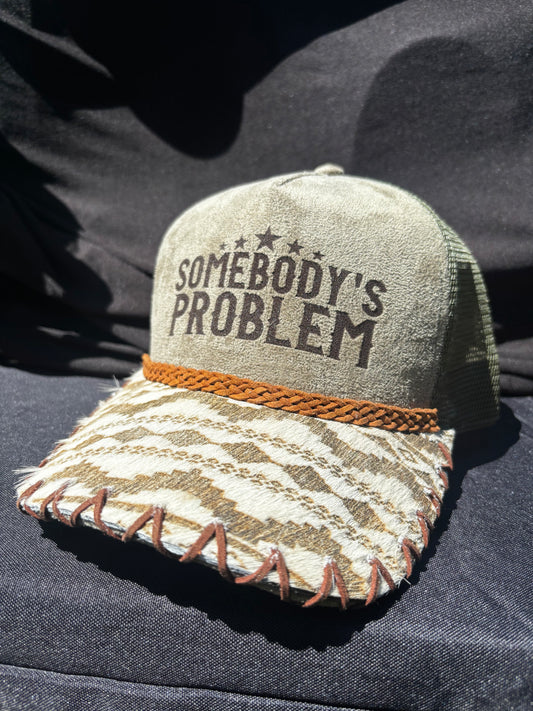 Somebody’s Problem - cowhide brim Suede Trucker Hat