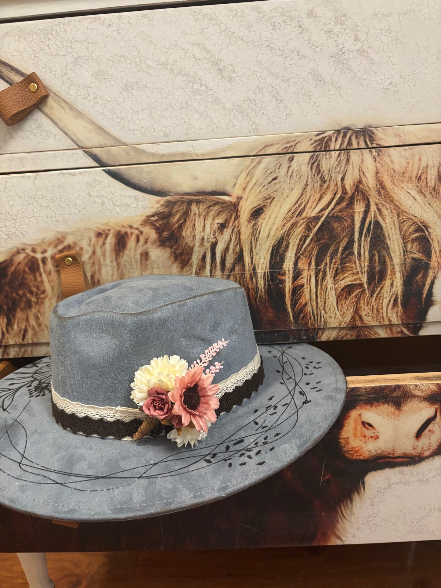 Floral Steed II - wide brim fedora hat