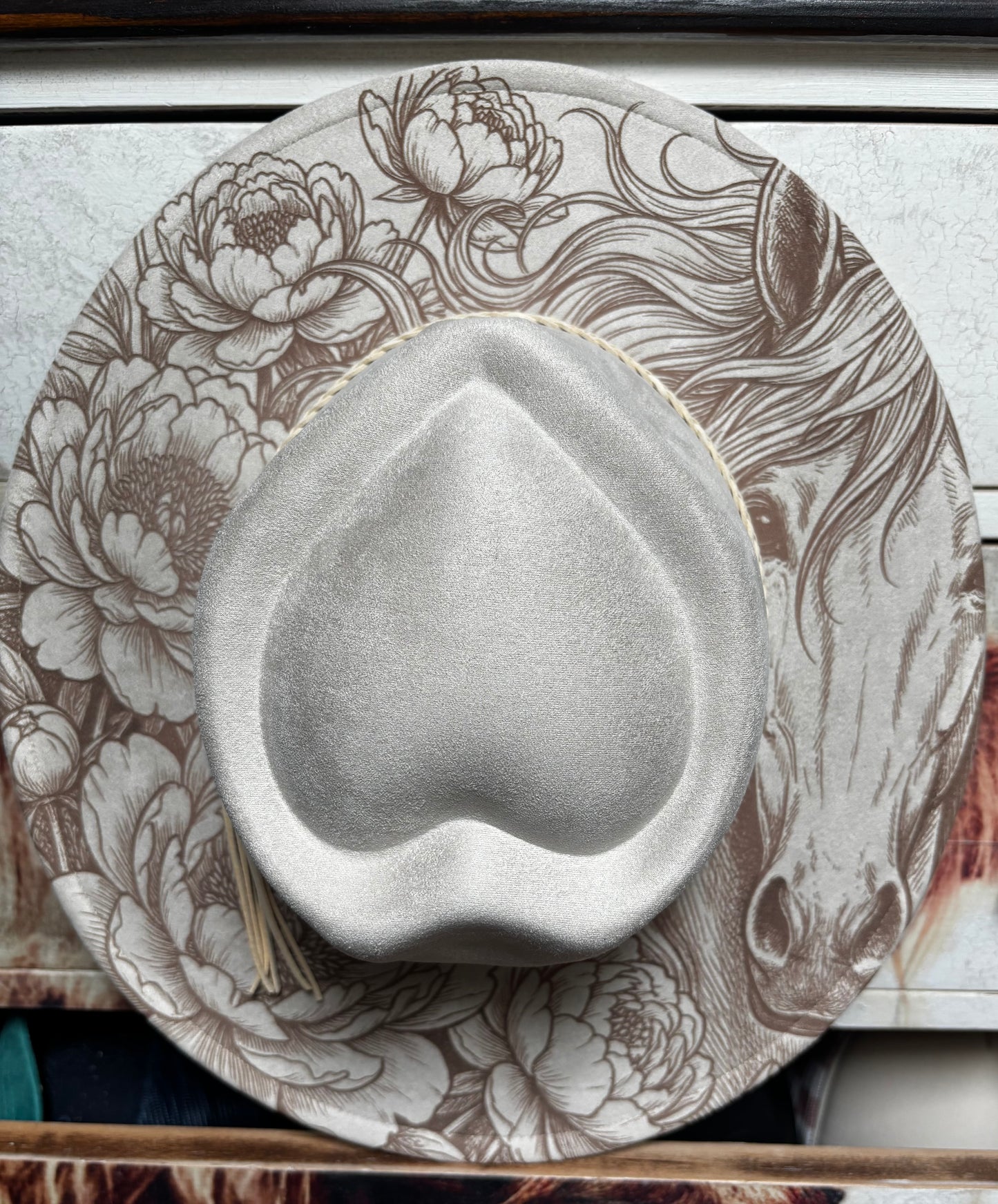 Wide Brim Fedora Hat - Peony Paradise