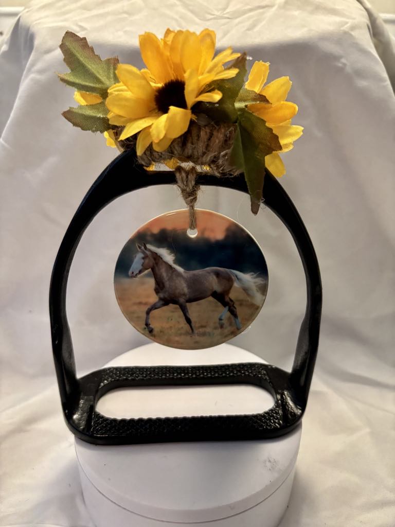 Equine Memorial Stirrup Shelf Sitter