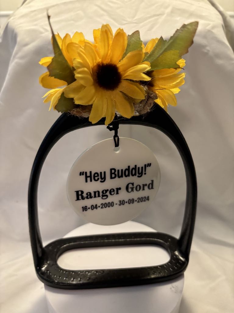 Equine Memorial Stirrup Shelf Sitter